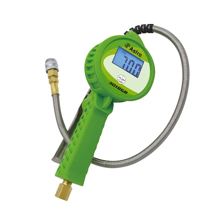 Astro Pneumatic Digital Tire Inflator w Stainless Steel Hose  PushLock Coupler Chuck  Green AST3018GR